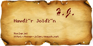 Havér Jolán névjegykártya